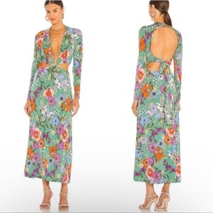 Revolve x AFRM Assi Green Long Sleeve Cut Out Dress Sz L